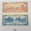 Image 2 : LOT OF 2 - 1954 CDN $1 & $5 BANKNOTES