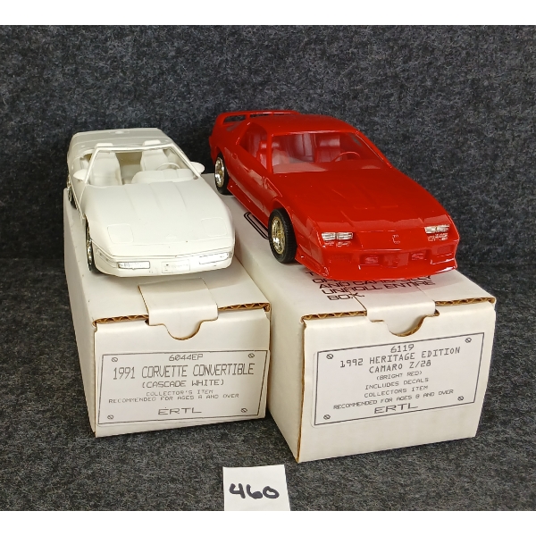 LOT OF 2 - ERTL AMT MODELS - INCL 1991 CORVETTE CONVERTIBLE & 1992 HERITAGE EDITION CAMARO Z/28