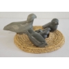 Image 5 : BIRDS IN NEST BY CAROLINE QITTUSUK - STONE W/ WOVEN GRASS