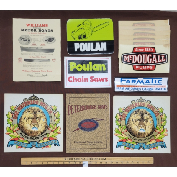 JOB LOT - ADVERTISEMENTS - INCL PETERBOROUGH BOATS, WILLIAMS OUTBOARD, MCDOUGALL PUMPS, ETC