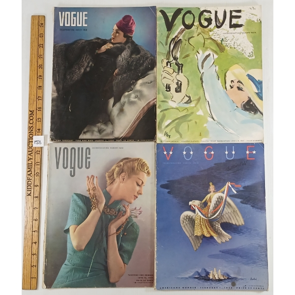 LOT OF 4 - VOGUE MAGAZINES - 1936 & 1938
