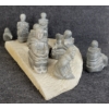 Image 9 : INUIT FAMILY & SEALS ON BASE BY UNKNOWN ARTIST - STONE & BONE