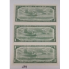 Image 2 : LOT OF 3 - 1954 CDN $1 BANKNOTES