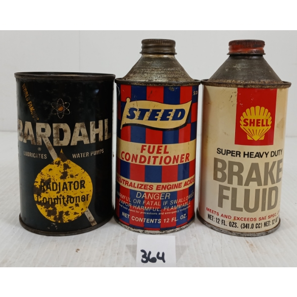 LOT OF 3 - MISC CANS - INCL BARDAHL & SHELL, ETC.