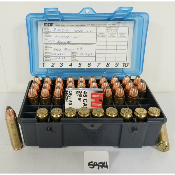AMMO / BRASS: 30X HORNADY .450 BUSHMASTER - 245GR - SP LIVE - 10X BRASS