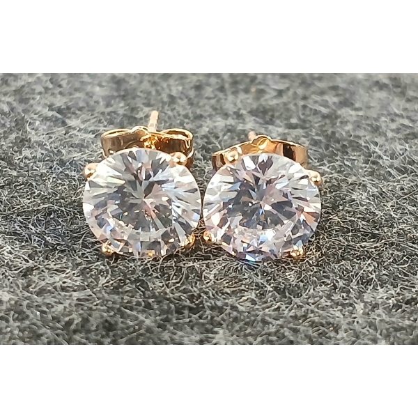 PAIR OF 18K GOLD PLATED SIMULATED DIAMOND STUD EARRINGS