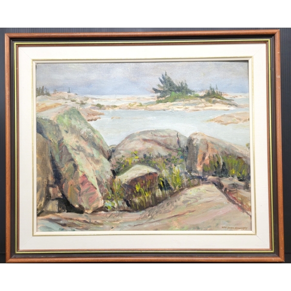 "CROW ISLAND" BY WILLIAM EDEN ROBERTS - FRAMED OIL ON CANVAS