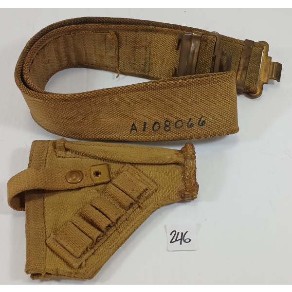 LOT OF 2 - WWII CDN HANDGUN HOLSTER & BELT