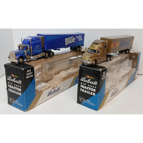 LOT OF 2 - LIBERTY CLASSICS DIECAST TRACTOR TRAILER MODELS - LABATT
