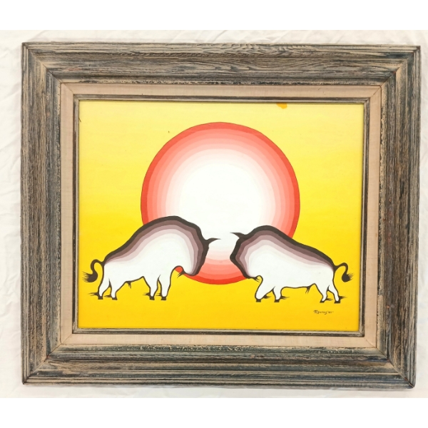 SPARRING BULLS BY MIGWANG - FRAMED ACRYLIC ON CANVAS
