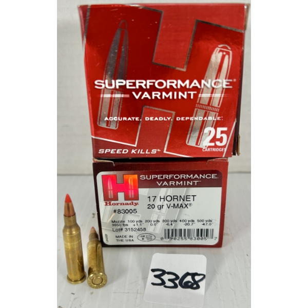 AMMO: 50X HORNADY .17 HORNET - 20 GR POLY TIP