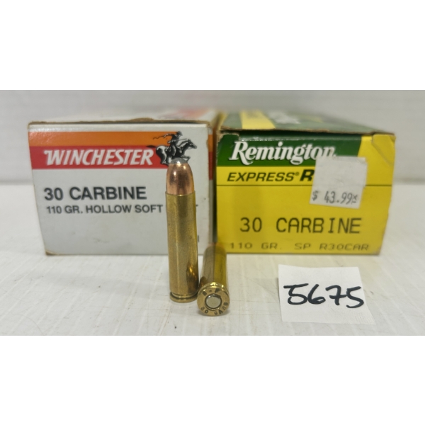 AMMO/BRASS: 85X LIVE & 14X BRASS .30 CARBINE 110GR. 