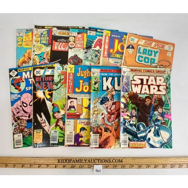 LOT OF 13 - 25 & 30 CENT MISC COMIC BOOKS - INCL SPIDER-MAN, STAR WARS, ETC.