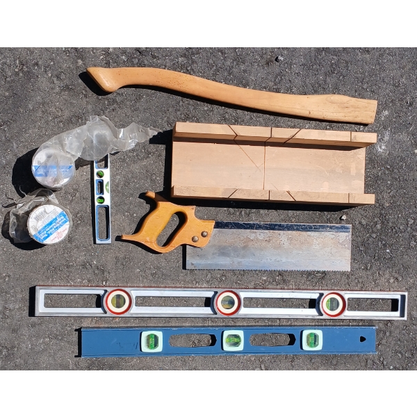 JOB LOT - LEVELS, SAW, PVC TAPE