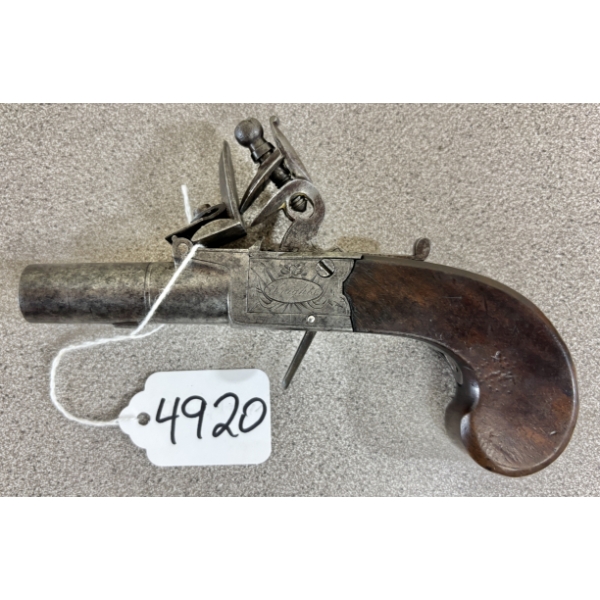 KNIGHTS FLINTLOCK PISTOL IN APPROX .45 CAL - ANTIQUE CLASS 