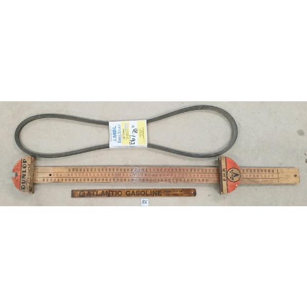 LOT OF 2 - DUNLOP BELT MEASURER W/ BELT & ATLANTIC GASOLINE GAUGE