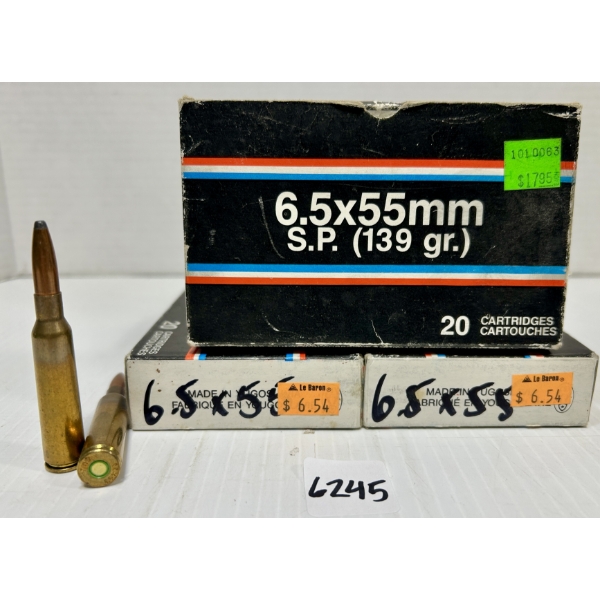 AMMO: 48X LIVE & 4X BRASS 6.5X55 MM SWEDE - MIXED
