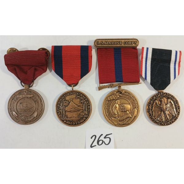 LOT OF 4 - U.S. NAVY, MARINE CORPS, NICARAGUAN CAMPAIGN & PRISONER OF WAR MEDALS