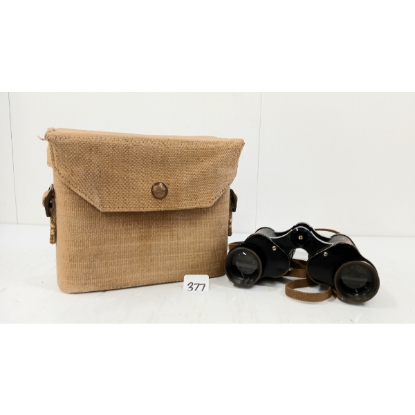 WWII BRITISH BINO PRISM NO. 2 MK II X6 BINOCULARS W/ CASE