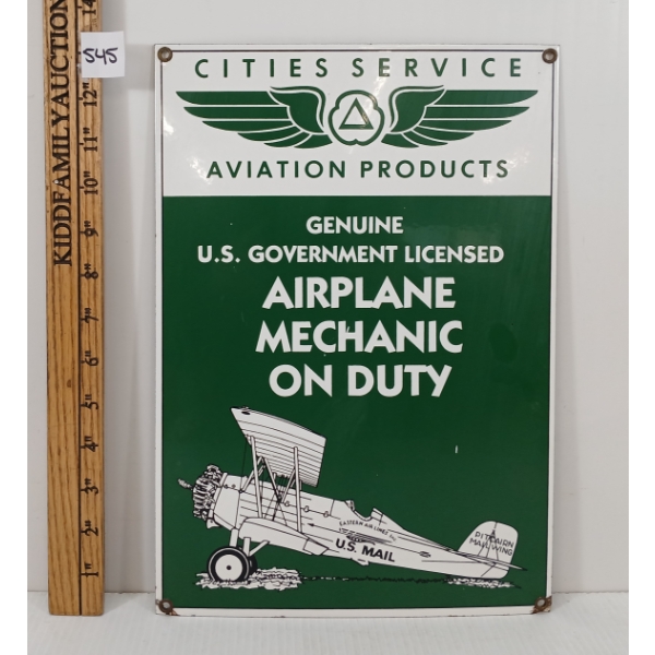 CITIES SERVICE AIRPLANE MECHANIC ON DUTY SSP SIGN