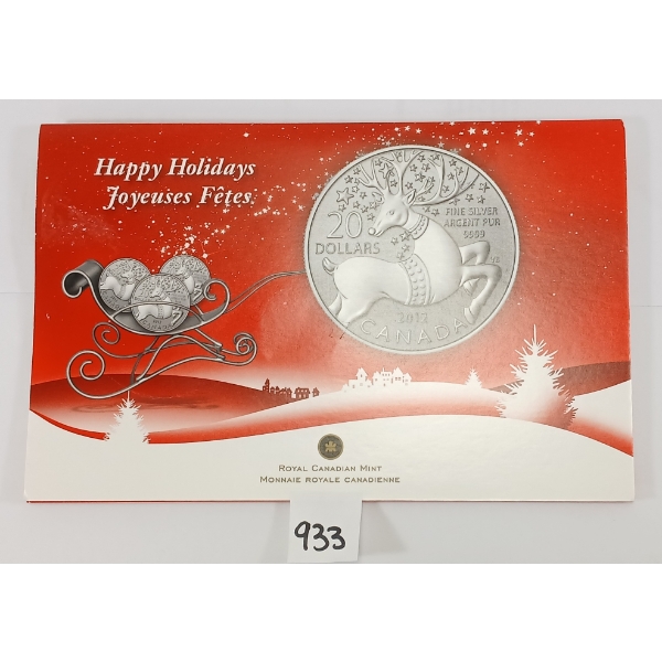 2012 RCM $20 SILVER COIN - HAPPY HOLIDAYS