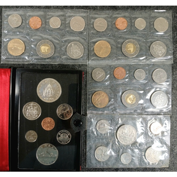 LOT OF 5 - 1976-2002 CDN UNCIRCULATED PROOF SETS - INCL DOUBLE DOLLAR