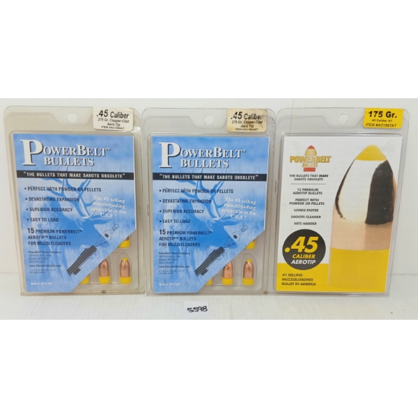 BULLETS: 45X POWERBELT BULLETS .45 - 175 & 275GR - AERO TIP - SEALED