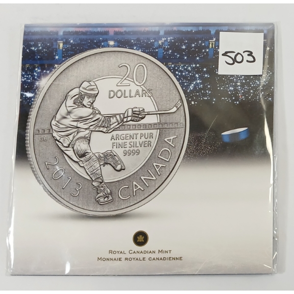 2013 RCM $20 SILVER COIN - HOCKEY PLAYER - SEALED