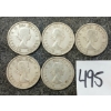 Image 2 : LOT OF 5 - 1957-1964 CDN 25 CENT SILVER COINS
