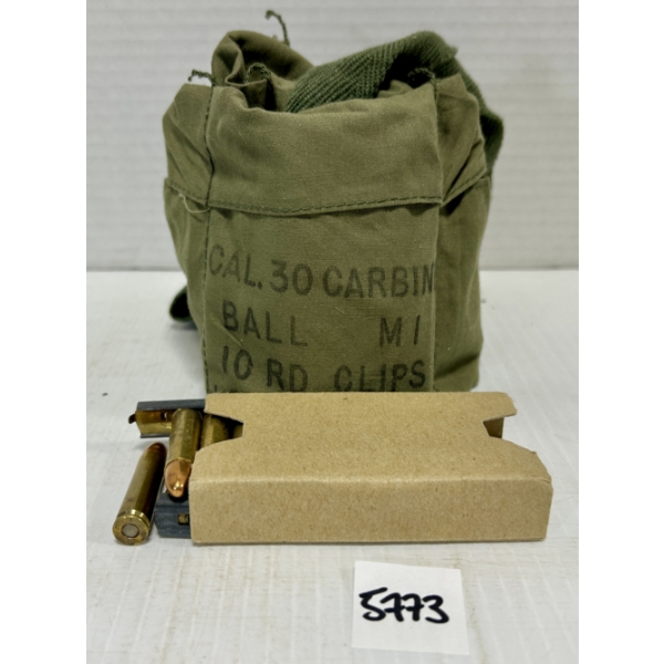 AMMO: 120X .30 CARBINE MILITARY FMJ - ON CLIPS