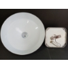 Image 3 : LOT OF 2 - PORCELAIN LIGHT SHADE & RED OVERHEAD LIGHT