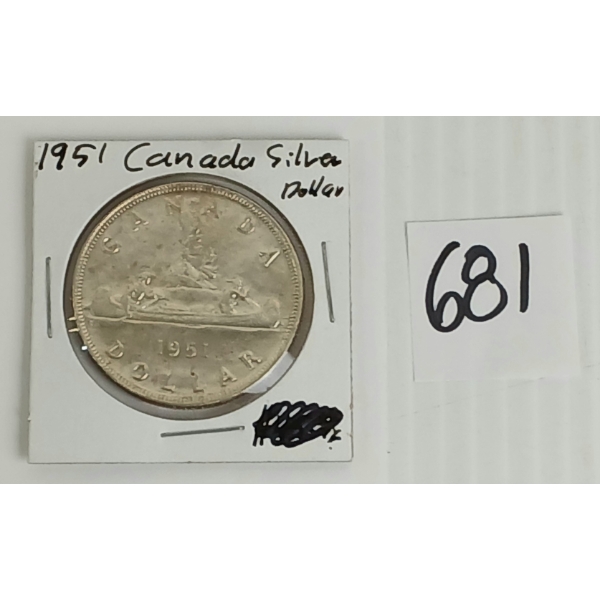 1951 CDN SILVER DOLLAR COIN