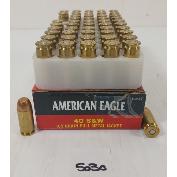 AMMO: 50X AMERICAN EAGLE .40 S&W - 165GR - FMJ