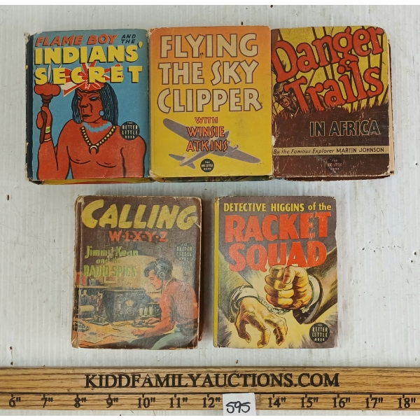 LOT OF 5 - BIG LITTLE BOOKS - INCL FLAME BOY, DANGER TRAILS, RACKET SQUAD, ETC