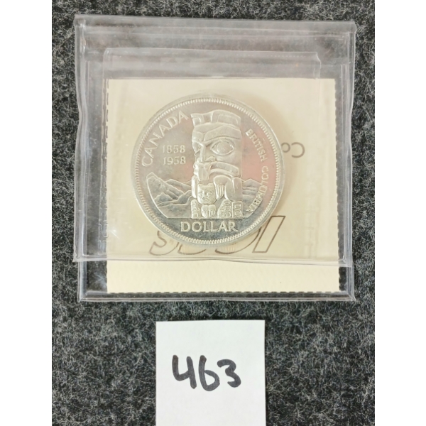 1958 CDN SILVER DOLLAR COIN - BRITISH COLUMBIA - ICCS GRADED
