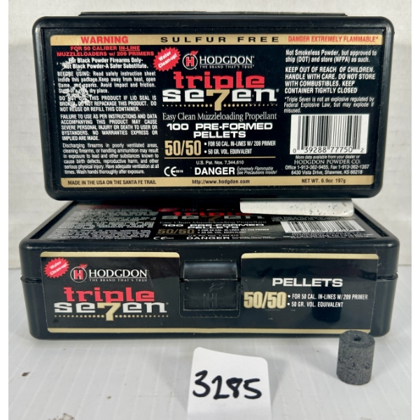 POWDER: 200X HODGDON TRIPLE 7 PRE FORMED BLACK POWDER PELLETS
