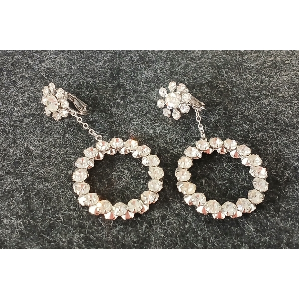 PAIR OF SIMULATED DIAMOND HOOP EARRINGS