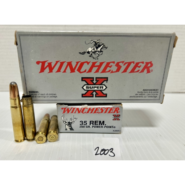 AMMO / BRASS: 8X LIVE & 31X BRASS WINCHESTER .35 REM - 200 GR SP
