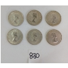 Image 2 : LOT OF 6 - 1959 - '62 CDN 50 CENT SILVER COINS