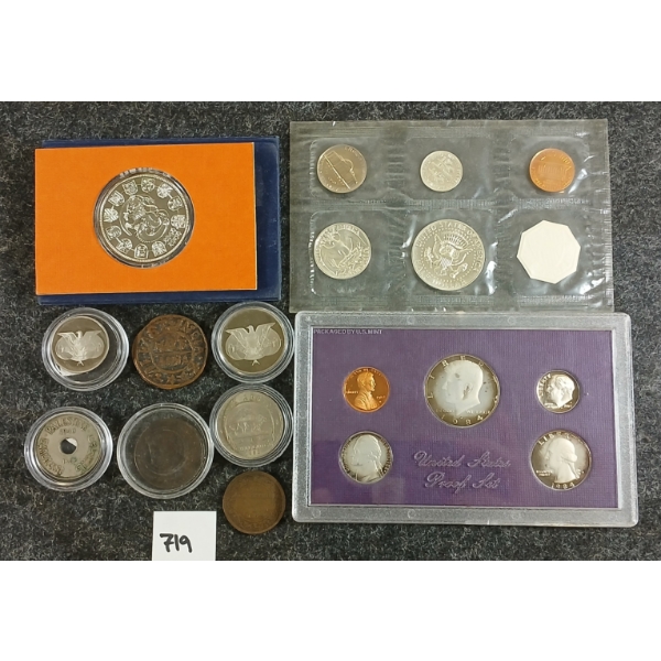LOT OF 10 - U.S. & WORLD COINS - INCL 1964 U.S. PROOF SET, ETC