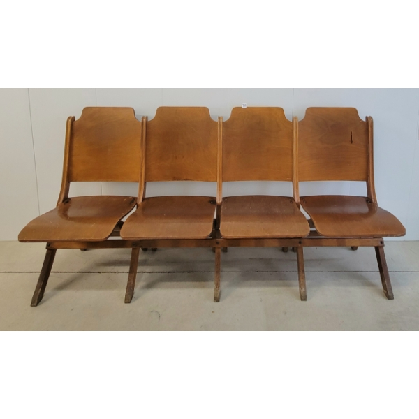 ANTIQUE FOLDING THEATRE SEATS - 4 OCCUPANTS