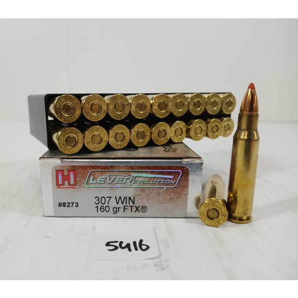 AMMO: 20X HORNADY LEVEREVOLUTION .307 WIN - 160GR - FTX