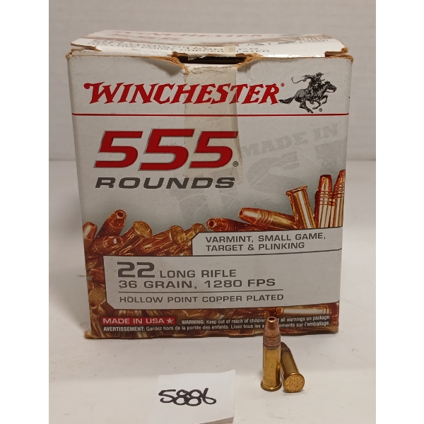 AMMO: APPROX 555X WINCHESTER .22 LR - 36GR - HP COPPER PLATED