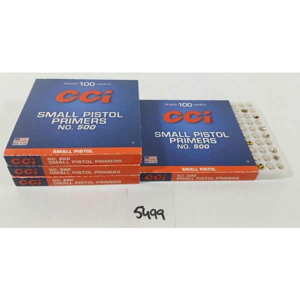 PRIMERS: 400X CCI NO. 500 SMALL PISTOL PRIMERS