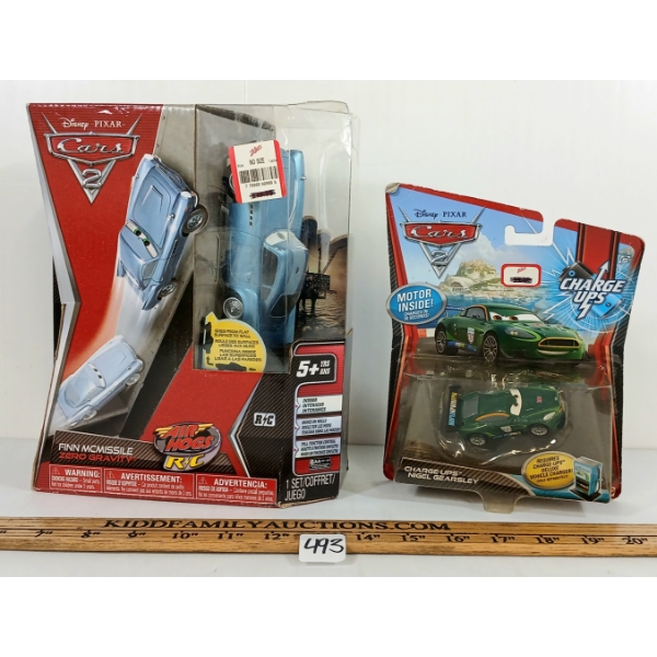 LOT OF 2 - PIXAR CARS CHARGE-UPS NIGEL GEARSLEY & AIR HOGS RC FINN MCMISSILE ZERO GRAVUTY 
