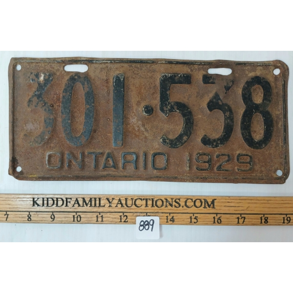 1929 ONTARIO LICENSE PLATE