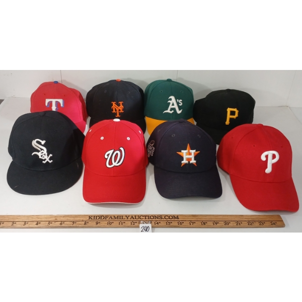LOT OF 8 - ASSORTED BASEBALL TEAM CAPS