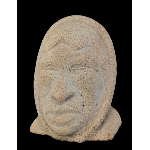 HOODED FACE - SIGNED - STONE