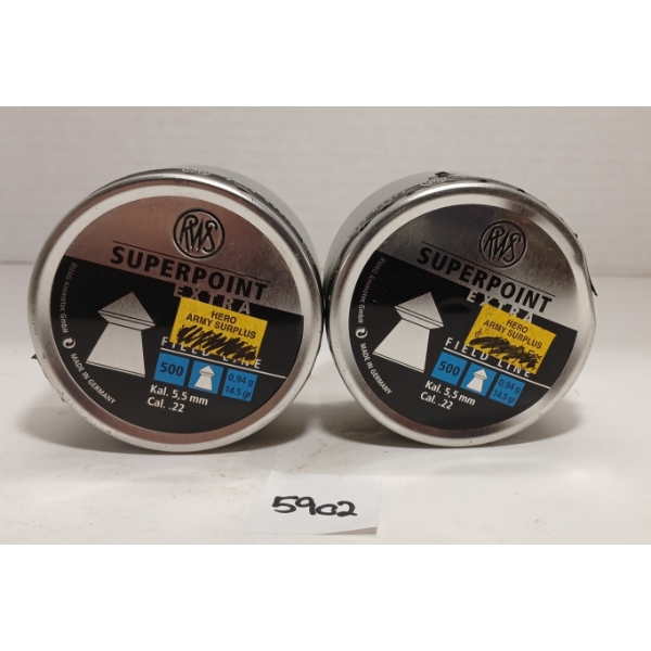PELLETS: 1000X RWS .22 - 14.5GR - SUPERPOINT EXTRA PELLETS - FACTORY SEALED