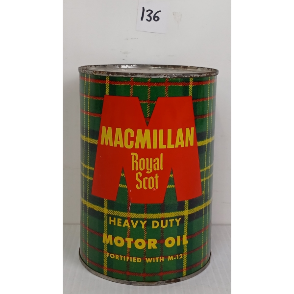 MACMILLAN ROYAL SCOT HEAVY DUTY MOTOR OIL QT FIBER CAN 
